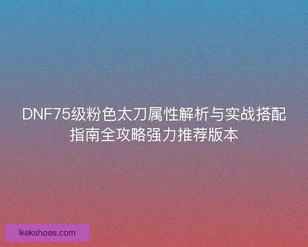DNF75级粉色太刀属性解析与实战搭配指南全攻略强力推荐版本